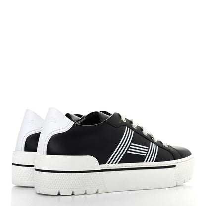 Hermes Calfskin Womens Dare Sneakers 38 Black White 3 of 4