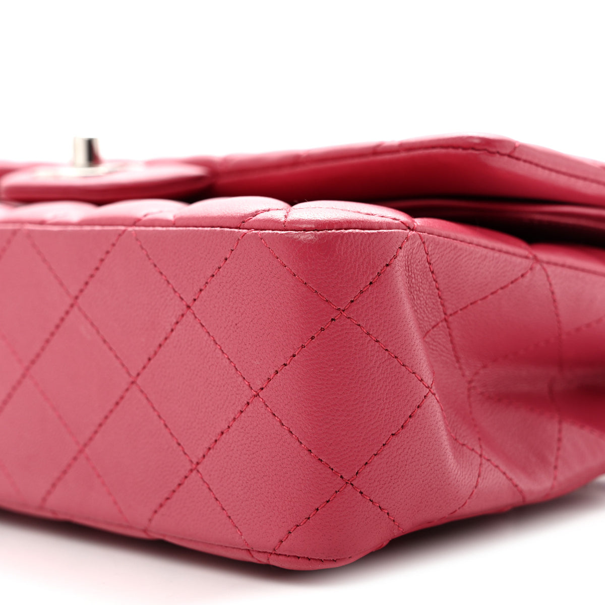 Lambskin Quilted Medium Double Flap Dark Pink