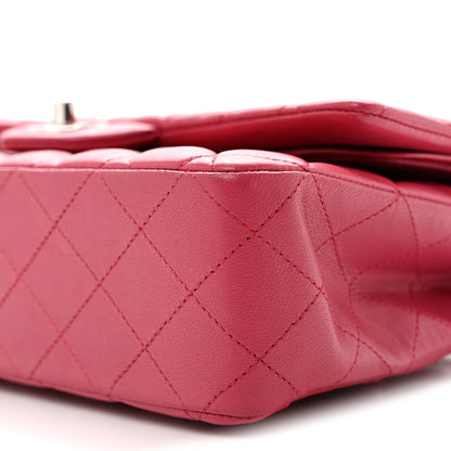 Chanel Lambskin Quilted Medium Double Flap Dark Pink 10 of 11