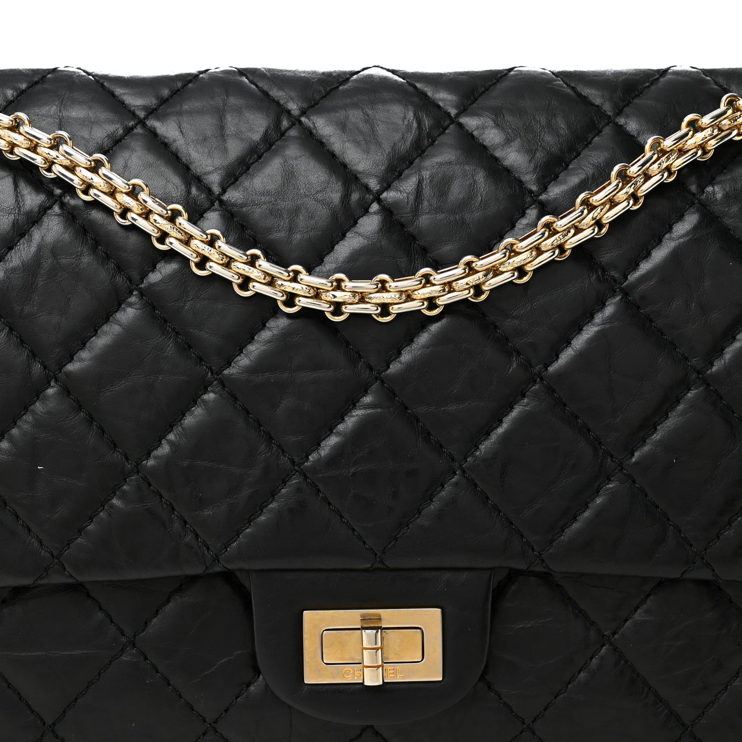 Aged Calfskin Quilted 50th Anniversary 2.55 Reissue 226 Flap Black