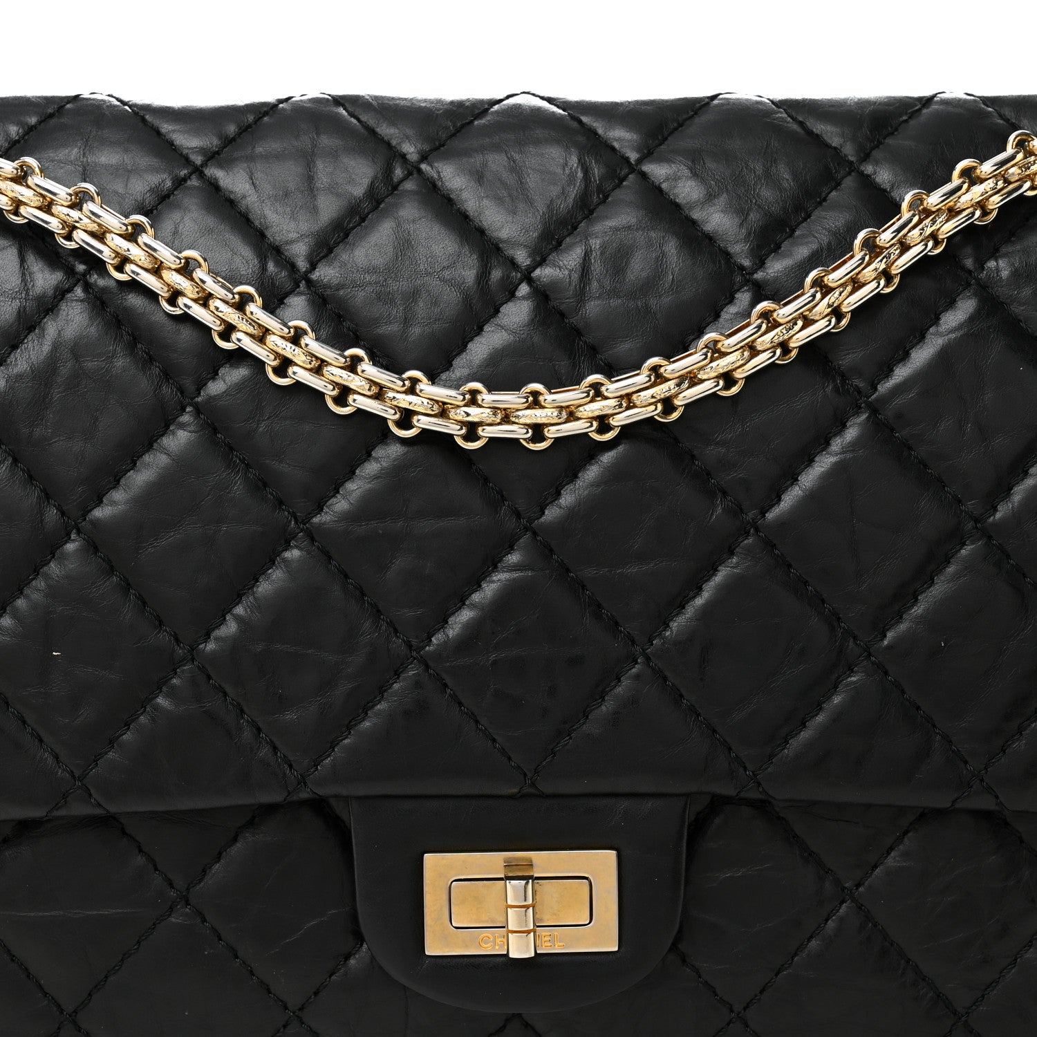 Chanel Aged Calfskin Quilted 50th Anniversary 2.55 Reissue 226 Flap Black 8 of 12
