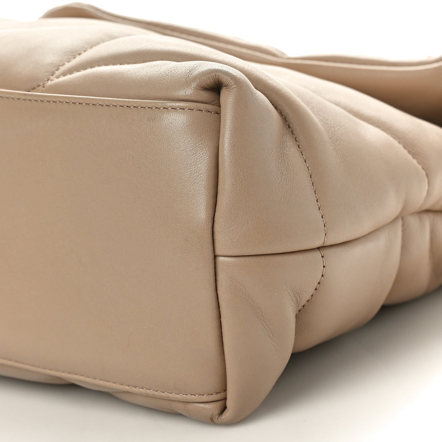 Saint Laurent Lambskin Quilted Medium Loulou Puffer Monogram Chain Satchel Dark Beige 10 of 10