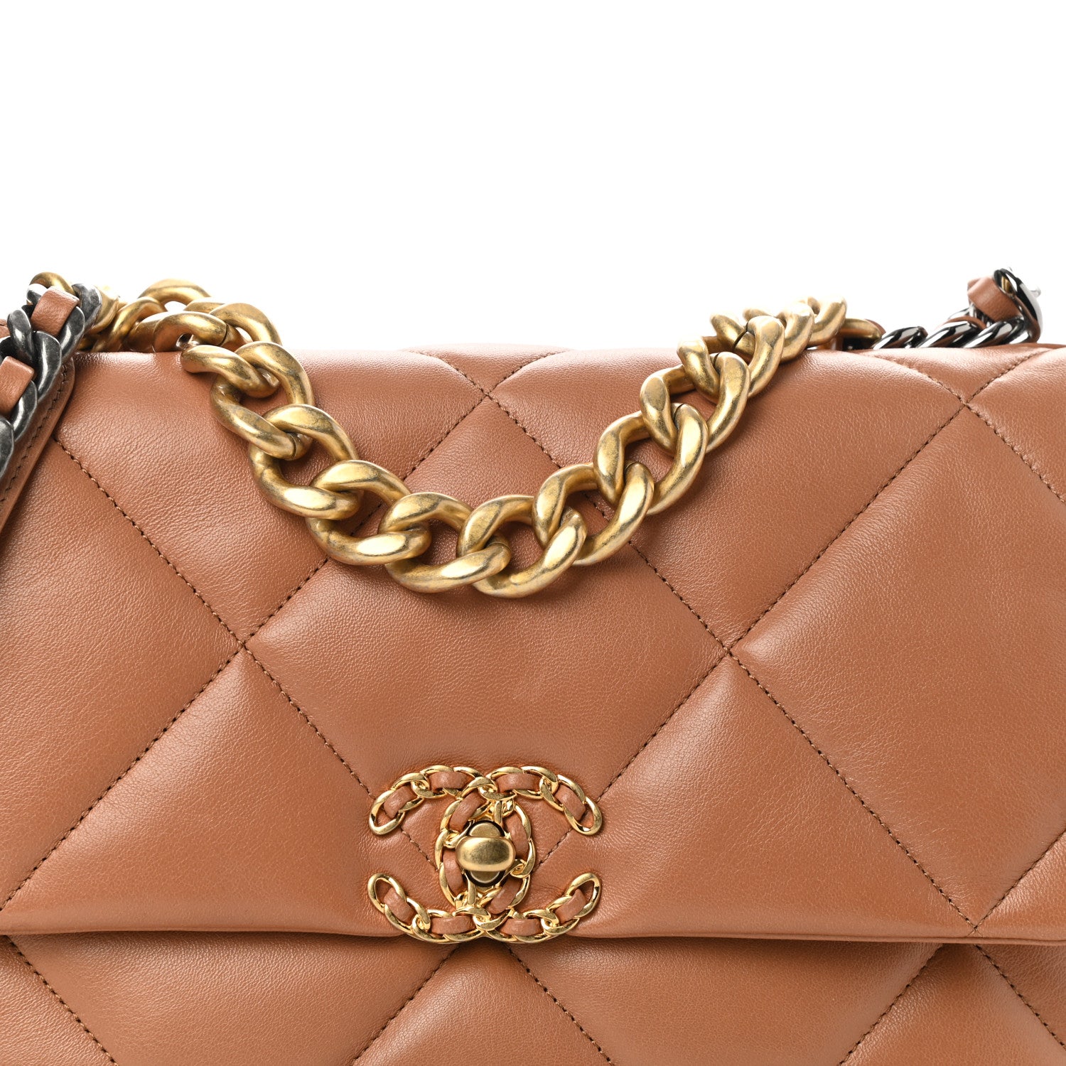 Chanel Lambskin Quilted Large Chanel 19 Flap Brown 7 of 10