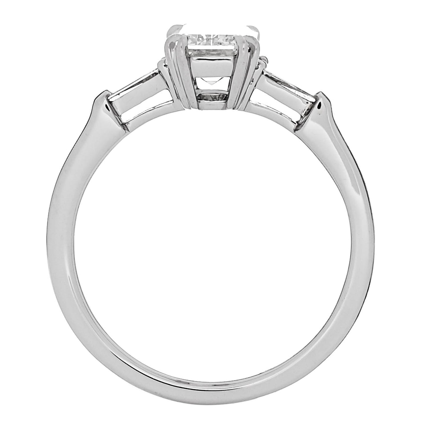 Platinum Diamond 1.157ct Emerald Cut Tapered Baguette Engagement Ring  50 5.25