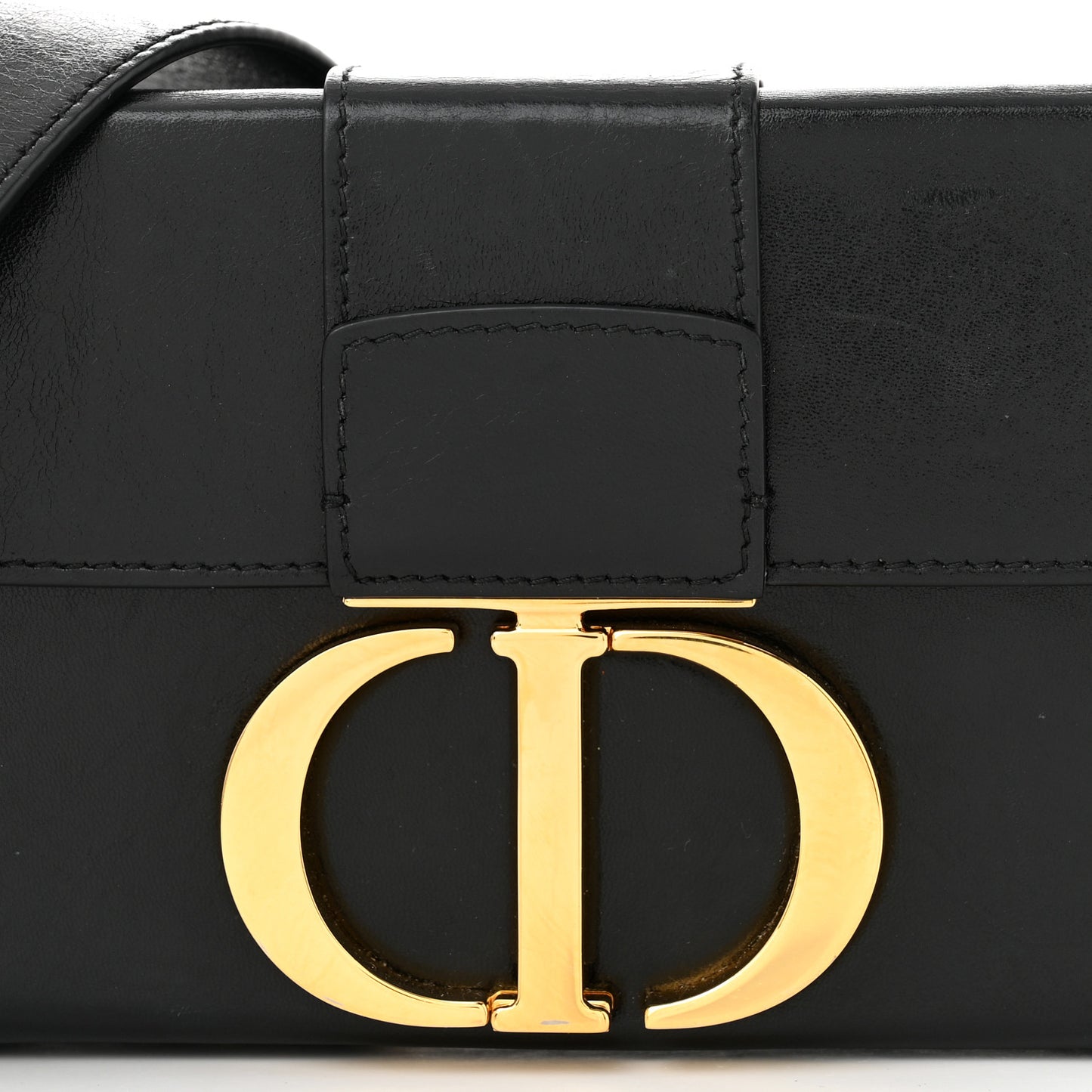 Crackled Lambskin 30 Montaigne Box Bag Black