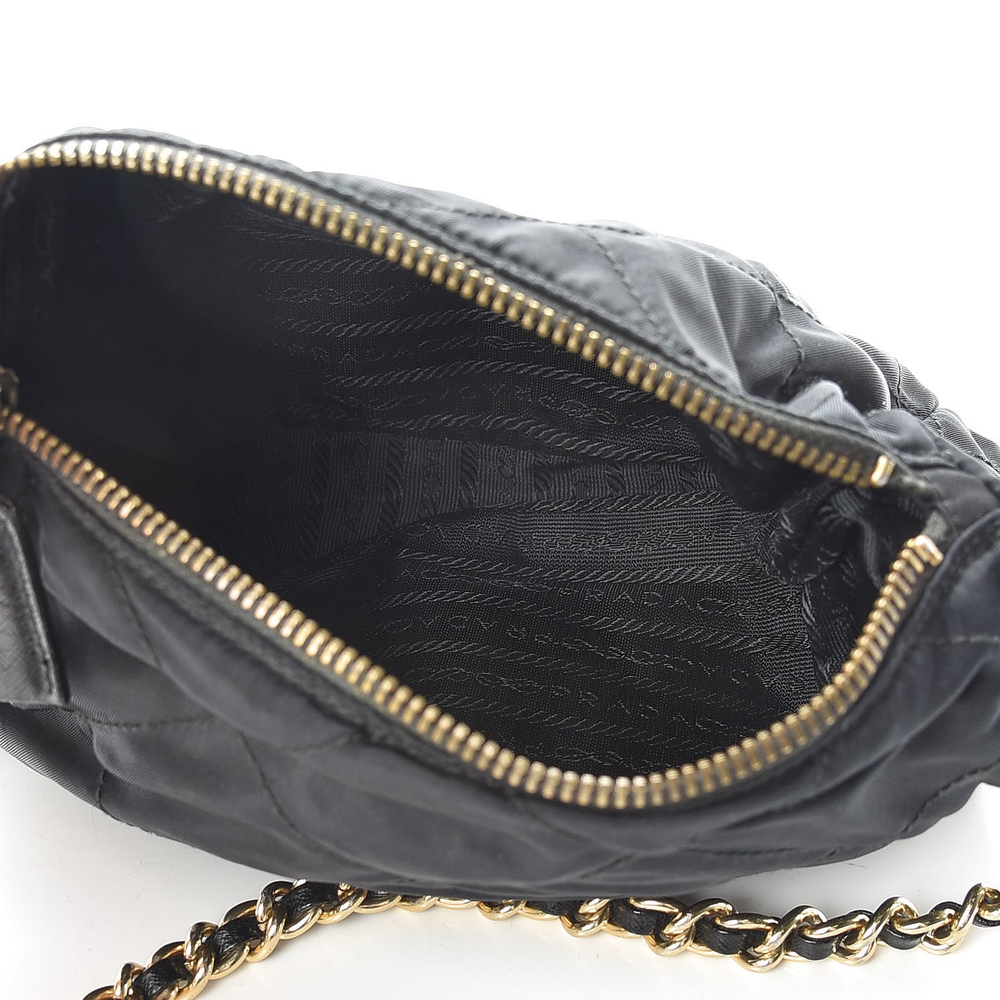 Nylon Tessuto Impuntu Quilted Shoulder Bag Black