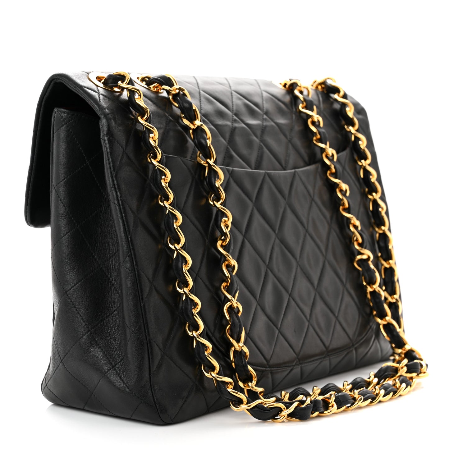 Lambskin Quilted XL Jumbo Single Flap Black