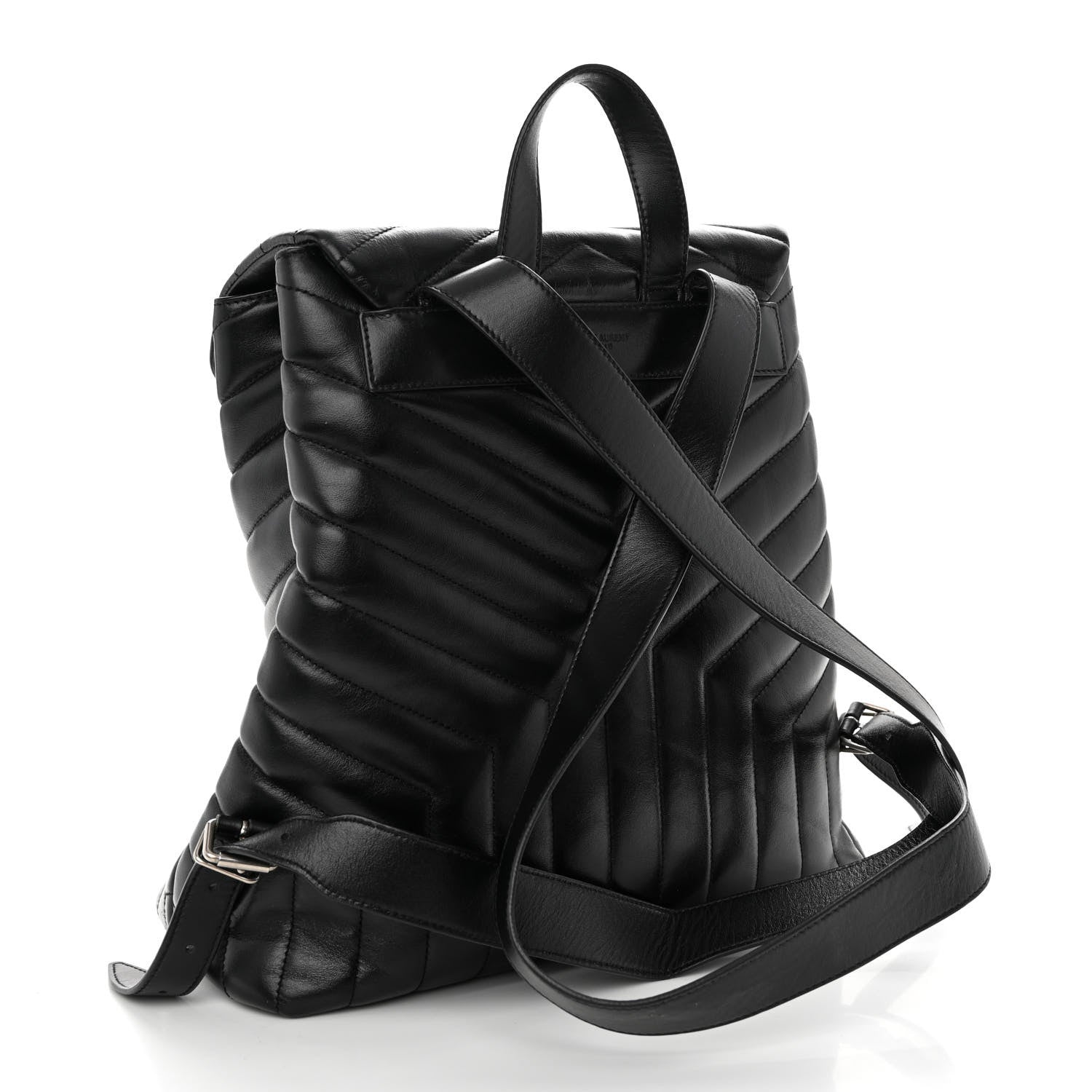 Saint Laurent Calfskin Y Quilted Monogram Medium Loulou Backpack Black 3 of 11