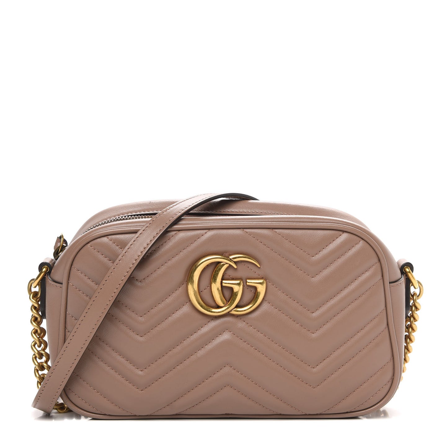 Calfskin Matelasse Small GG Marmont Chain Shoulder Bag Porcelain Rose