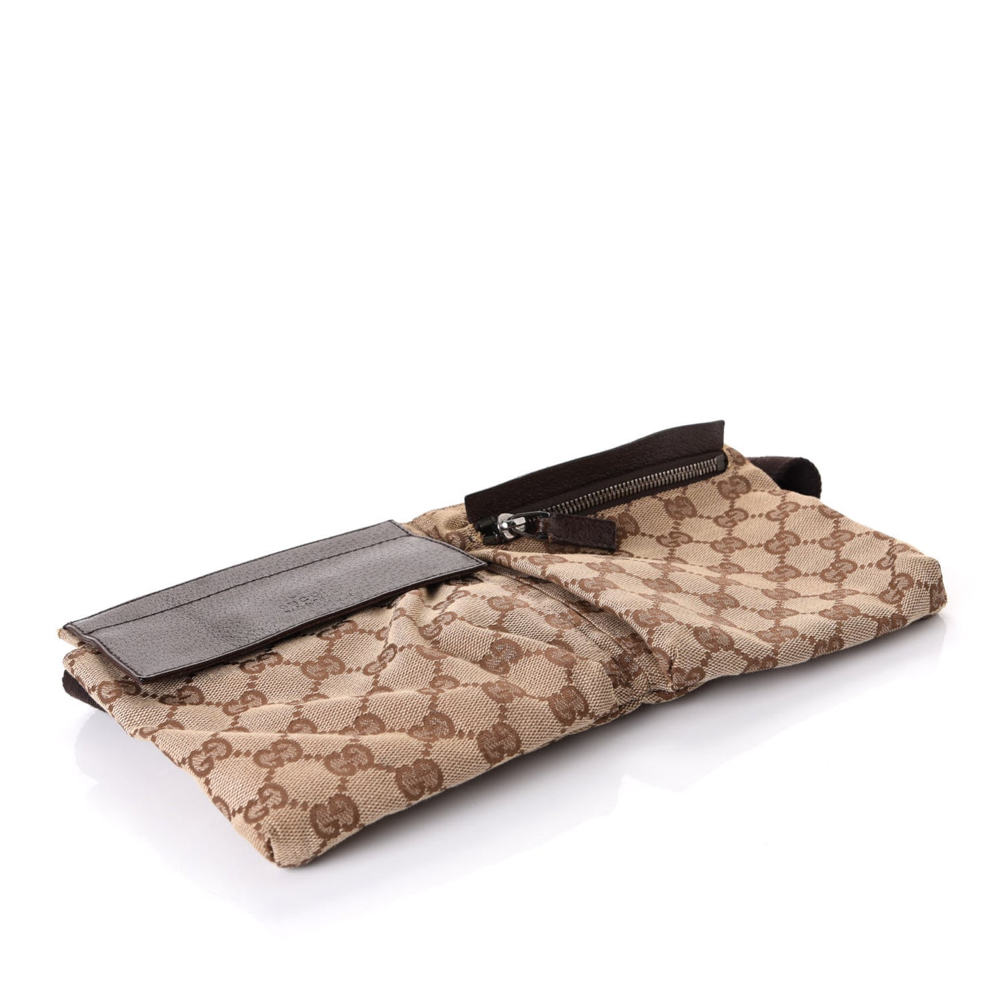 GG Monogram Double Pocket Belt Bag Dark Brown