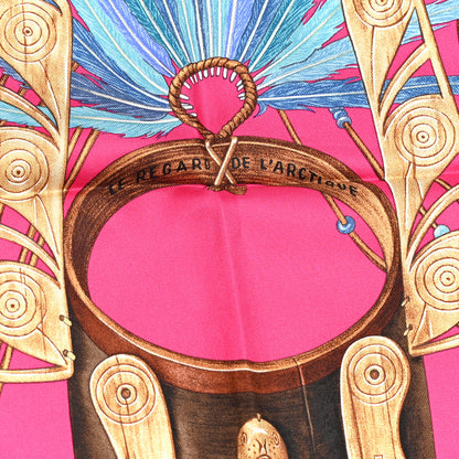 Hermes Silk Le Regard de L'Arctique Scarf 90 Fuchsia Bleu Jean 3 of 6
