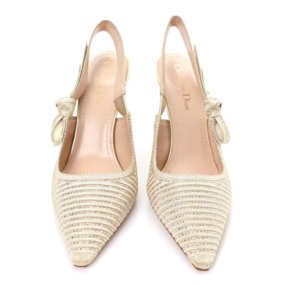 Christian Dior Cotton Laminated Strass J'Adior Slingback 100mm Pumps 38 Gold 3 of 10