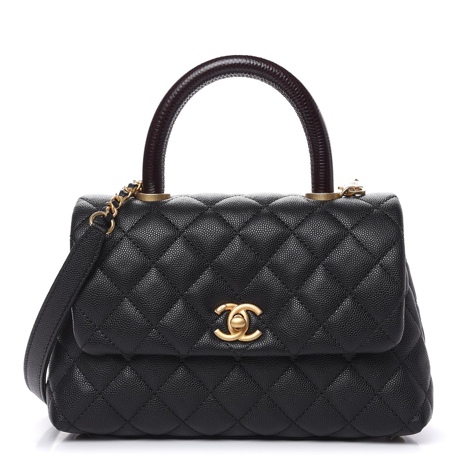Chanel Caviar Lizard Embossed Quilted Mini Coco Handle Flap Black 1 of 11