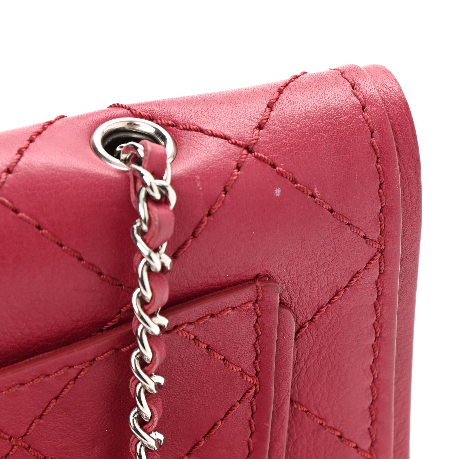 Chanel Calfskin Stitched Clutch Flap Red 10 of 10