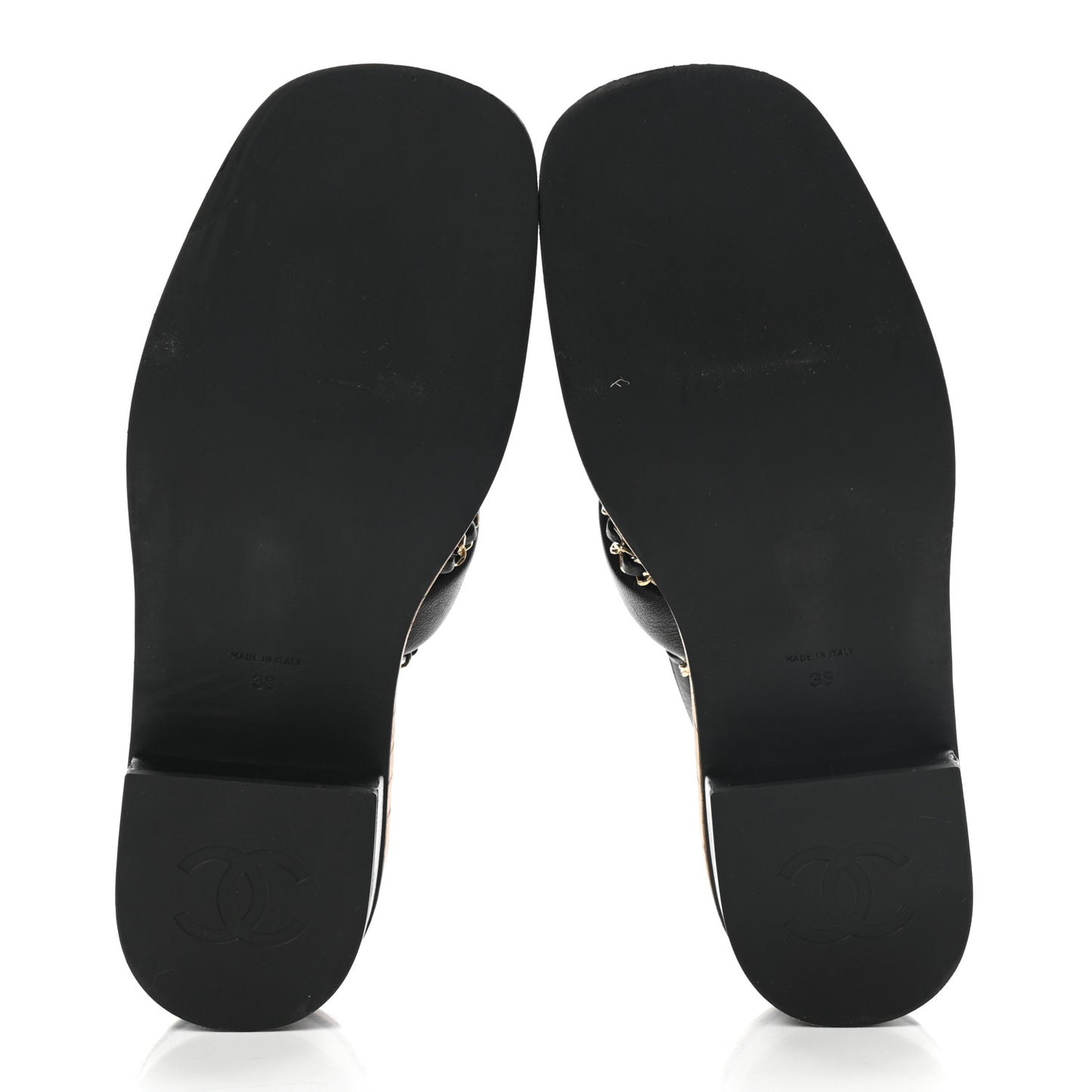Lambskin Cork Chain Sandals 38 Black