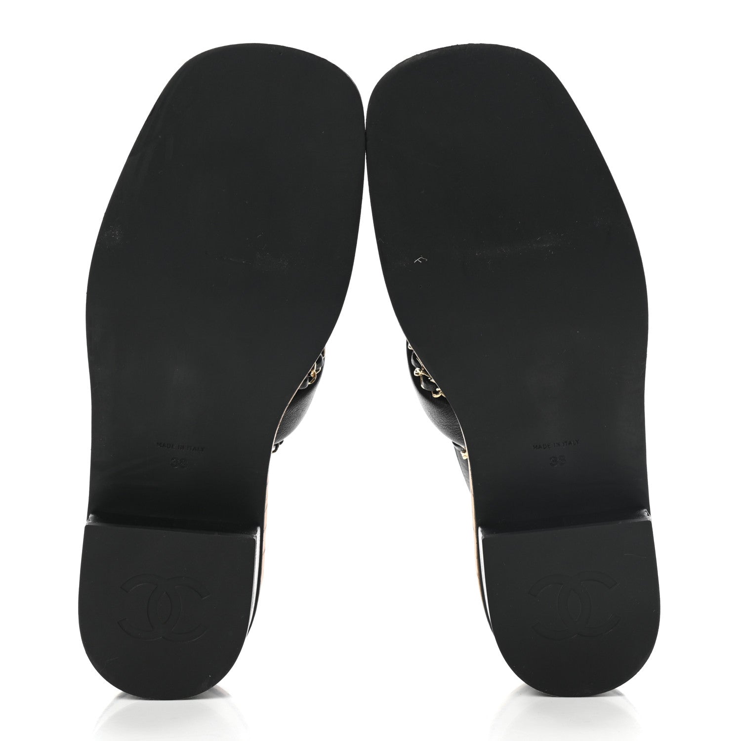 Chanel Lambskin Cork Chain Sandals 38 Black 5 of 7