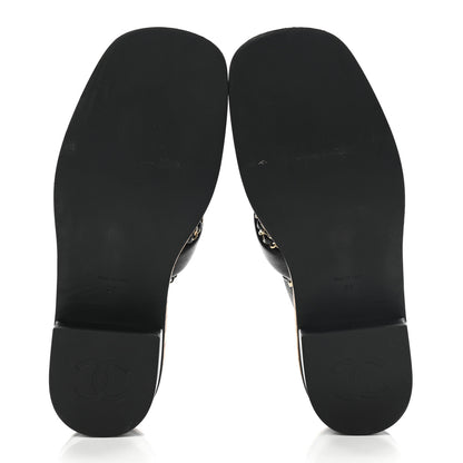 Chanel Lambskin Cork Chain Sandals 38 Black 5 of 7
