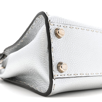 Fendi Cuoio Romano Lux Selleria Mini Peekaboo Iconic Satchel Argento 9 of 13
