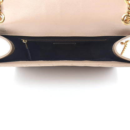 Saint Laurent Grain De Poudre Matelasse Chevron Large Monogram Satchel Beige 5 of 19