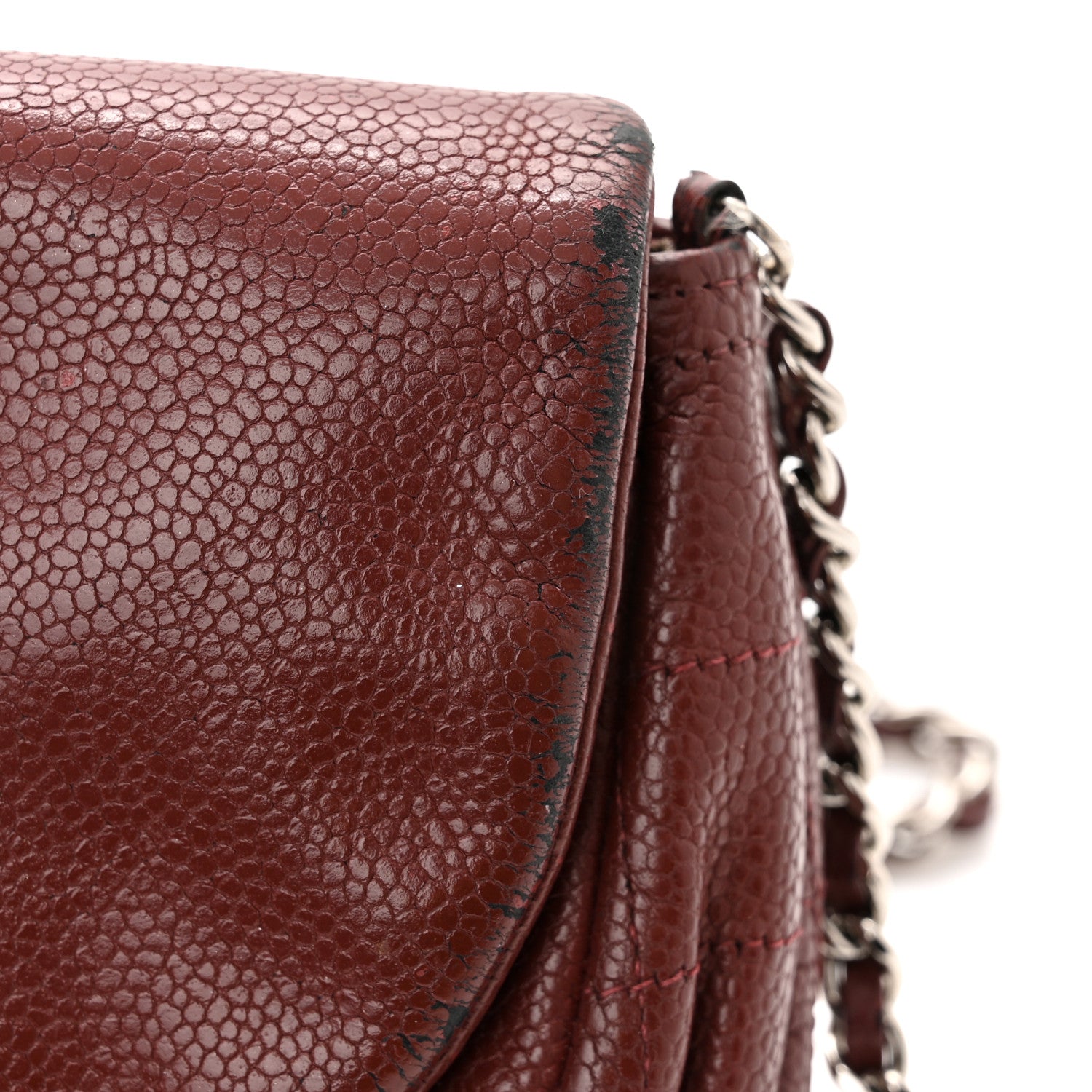 Chanel Caviar Half Moon Wallet On Chain WOC Dark Red 13 of 16