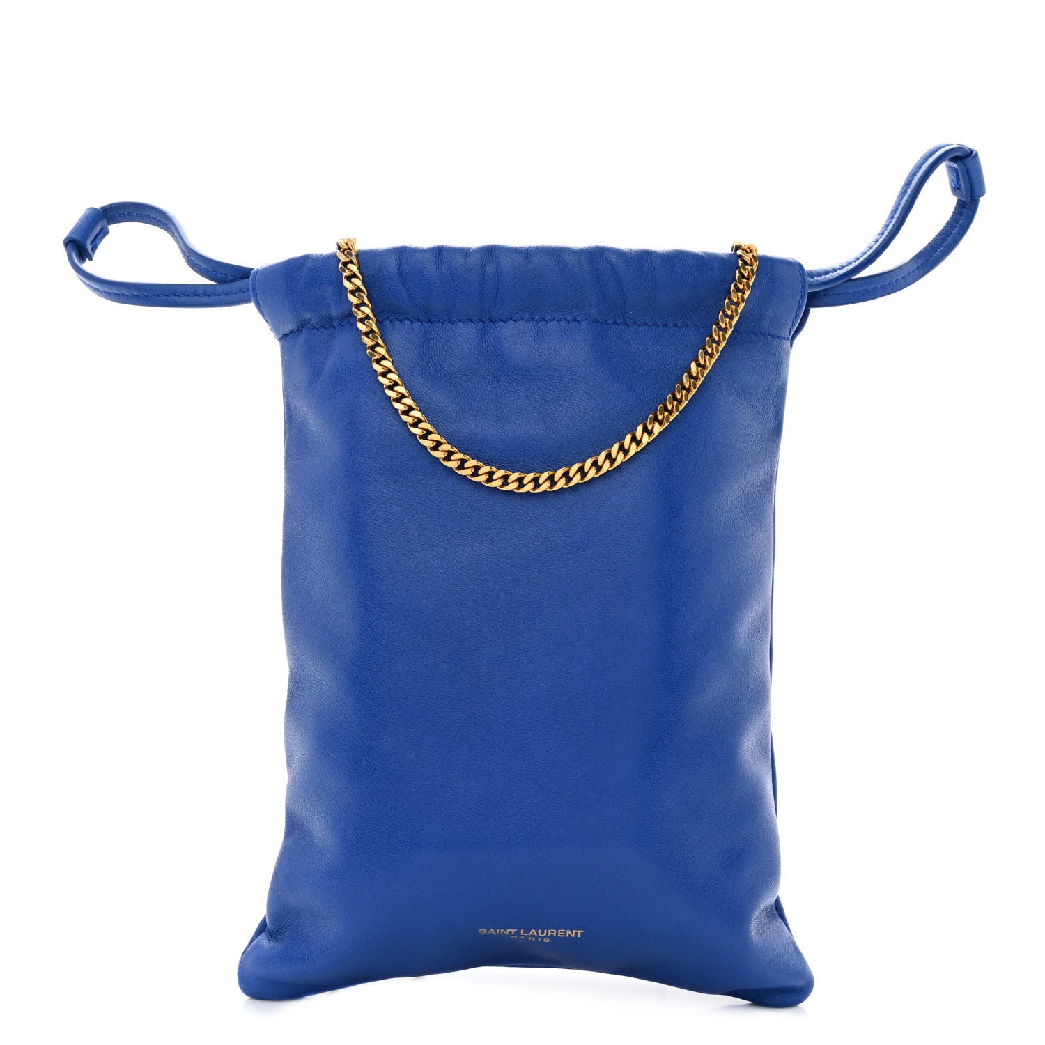 Saint Laurent Lambskin Paris Drawstring Pouch Bleu Majorelle 1 of 10