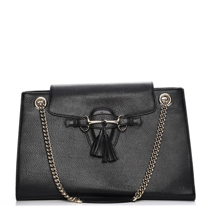 Gucci Cellarius Calfskin Large Emily Chain Shoulder Bag Black 1 of 11