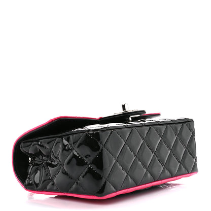 Chanel Patent Calfskin Quilted Bi-Color Mini Rectangular Flap Pink Black 4 of 11