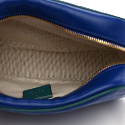Gucci Azalea Calfskin Enamel Matelasse Diagonal Small Torchon GG Marmont Chain Shoulder Bag Imperial Blue Pavone 5 of 10