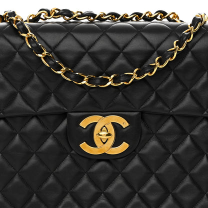 Chanel Lambskin Quilted XL Jumbo Single Flap Black 9 of 15
