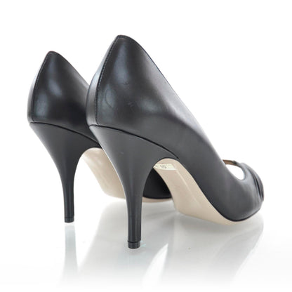 FASHIONPHILE SALVATOREFERRAGAMOLeatherMadreperlaPeepToeHeels10Black 3 of 6