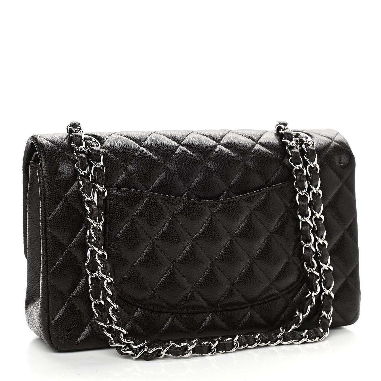 Caviar Quilted Medium Double Flap Black