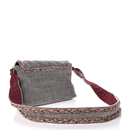 Chanel Wool Velvet Quilted Parisian Stroll Messenger Grey 3 of 12