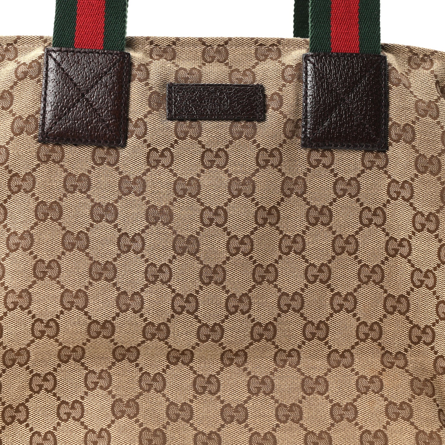 Gucci Monogram Large Web Handle Bucket Tote Dark Brown 8 of 10