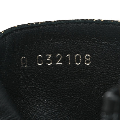 Chanel Tweed Grosgrain Printed Cap Toe Ankle Boots 40 Black Gold 6 of 10