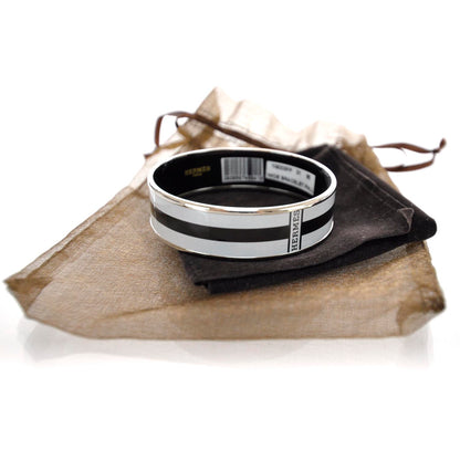 Hermes Enamel Wide Bangle Black Gray 5 of 11