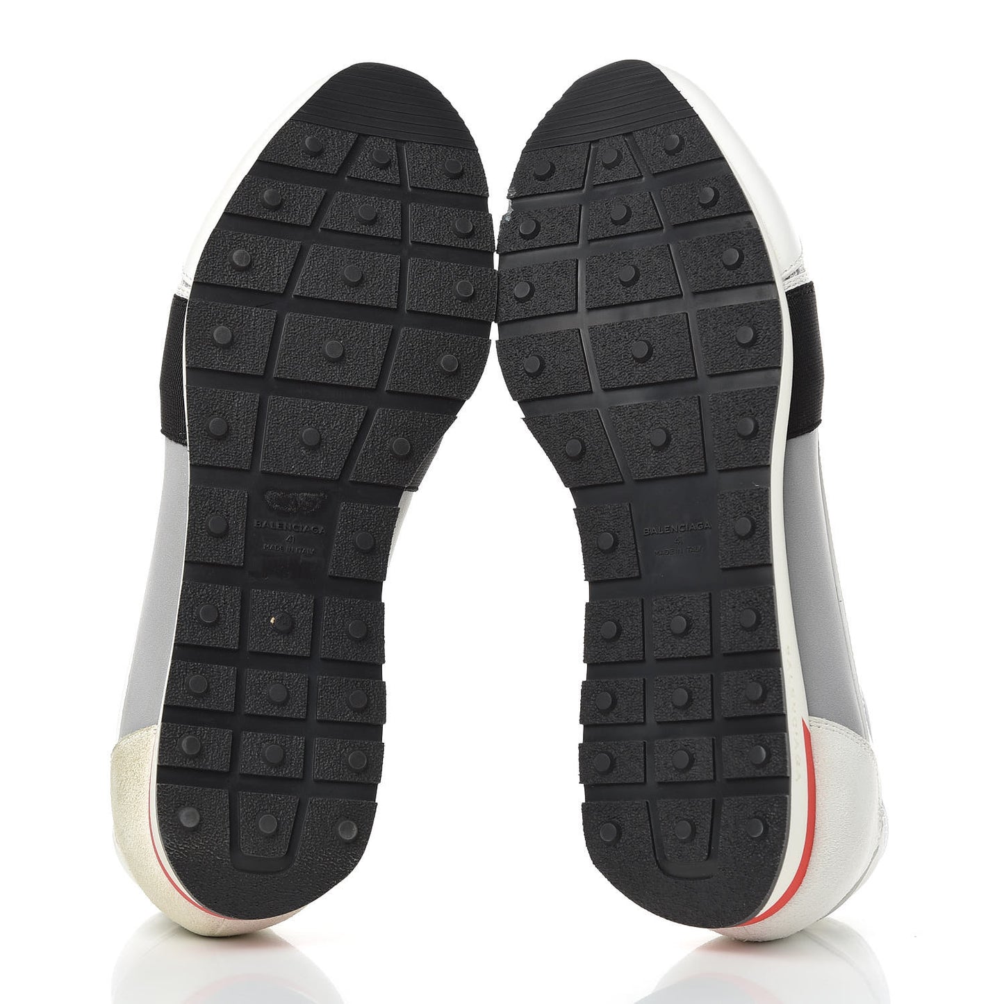 Mesh Calfskin Neoprene Suede Mens Race Runner Sneakers 41 White Black Gris