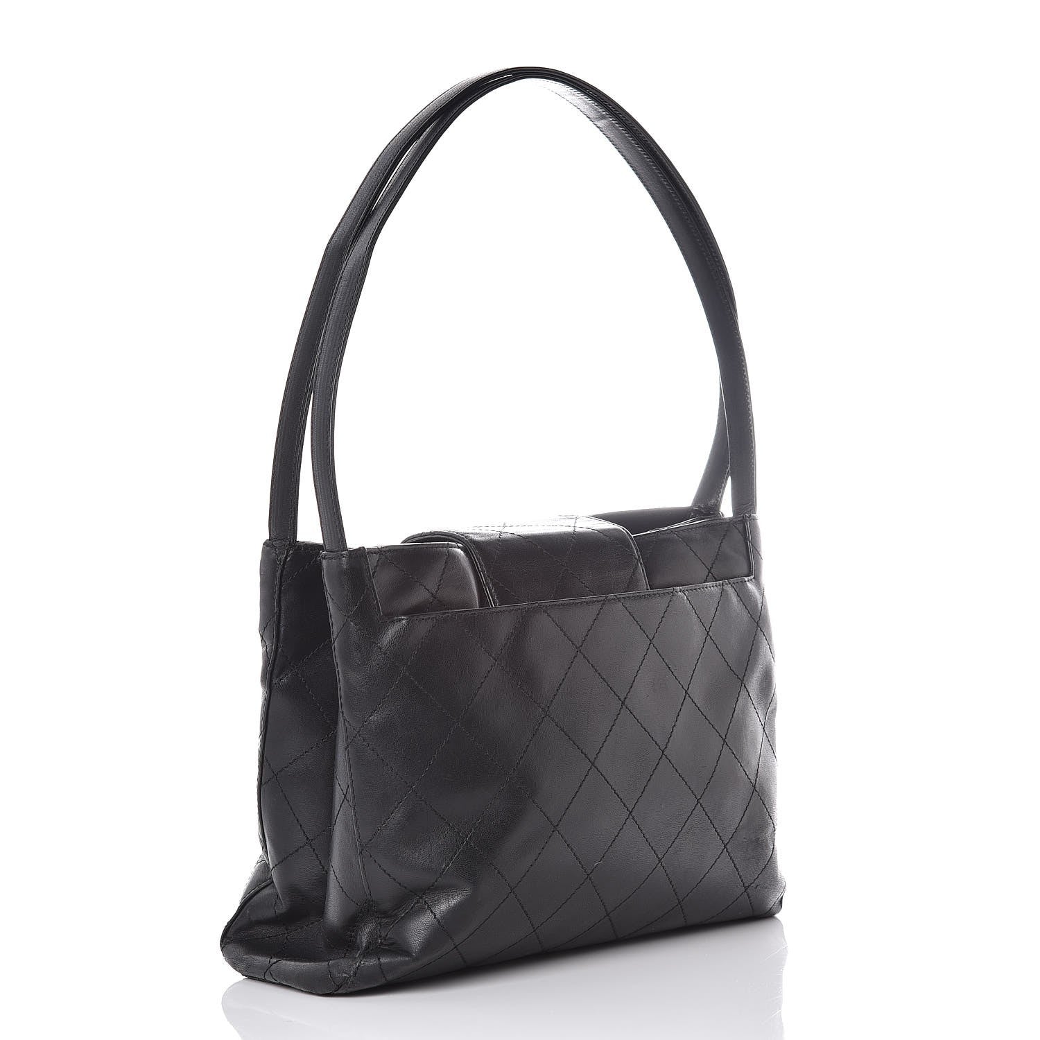 Chanel Lambskin Stitched Shoulder Bag Black 3 of 8