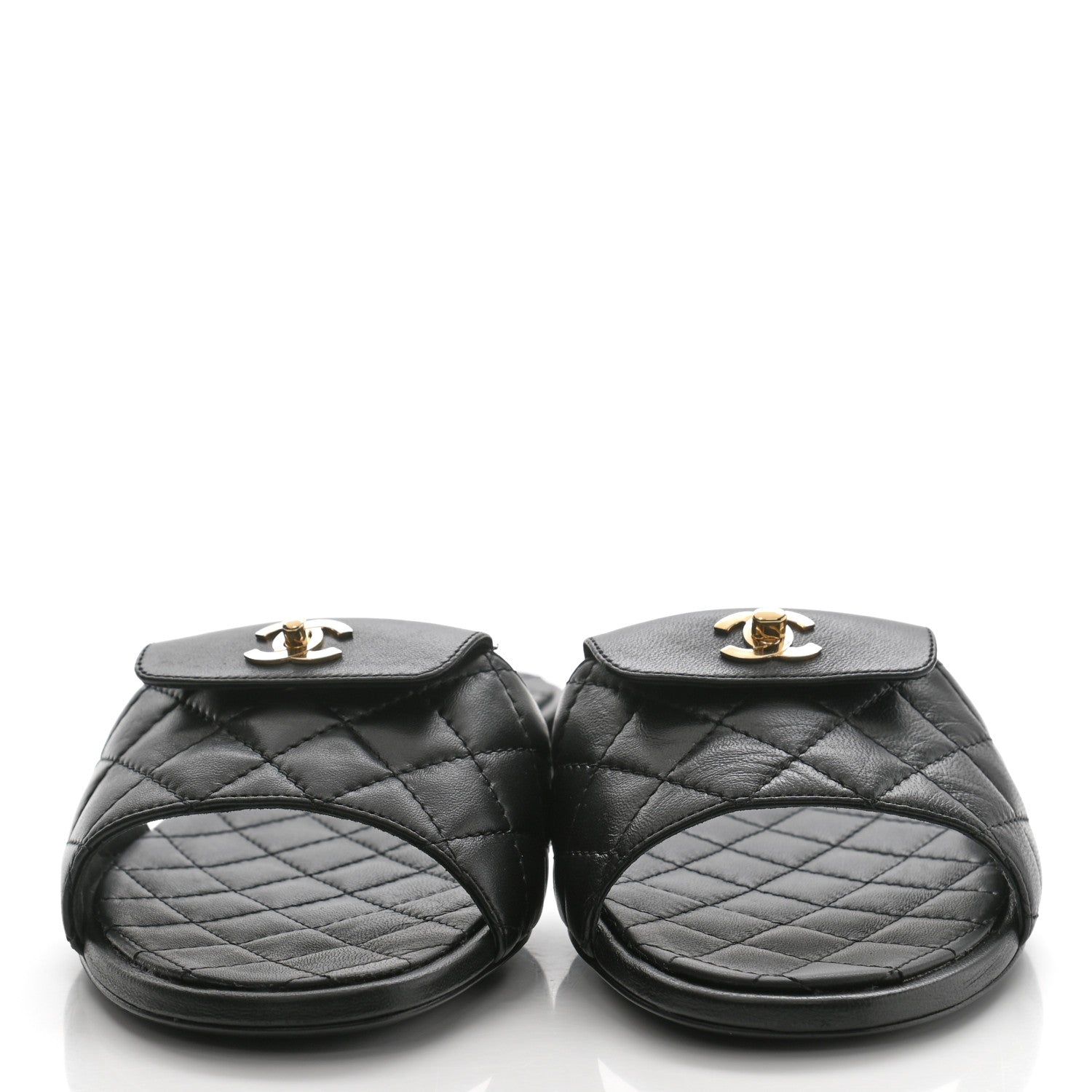 Chanel Lambskin Quilted CC Turnlock Sandals 40 Black 2 of 9