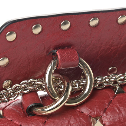 Valentino Garavani Craquele Nappa Small Rockstud Spike Shoulder Bag Red 6 of 6