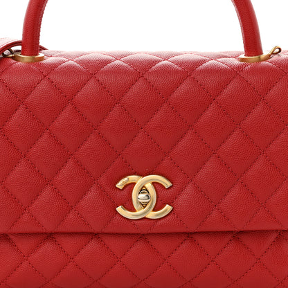 Chanel Caviar Quilted Small Coco Handle Flap Red 8 of 11