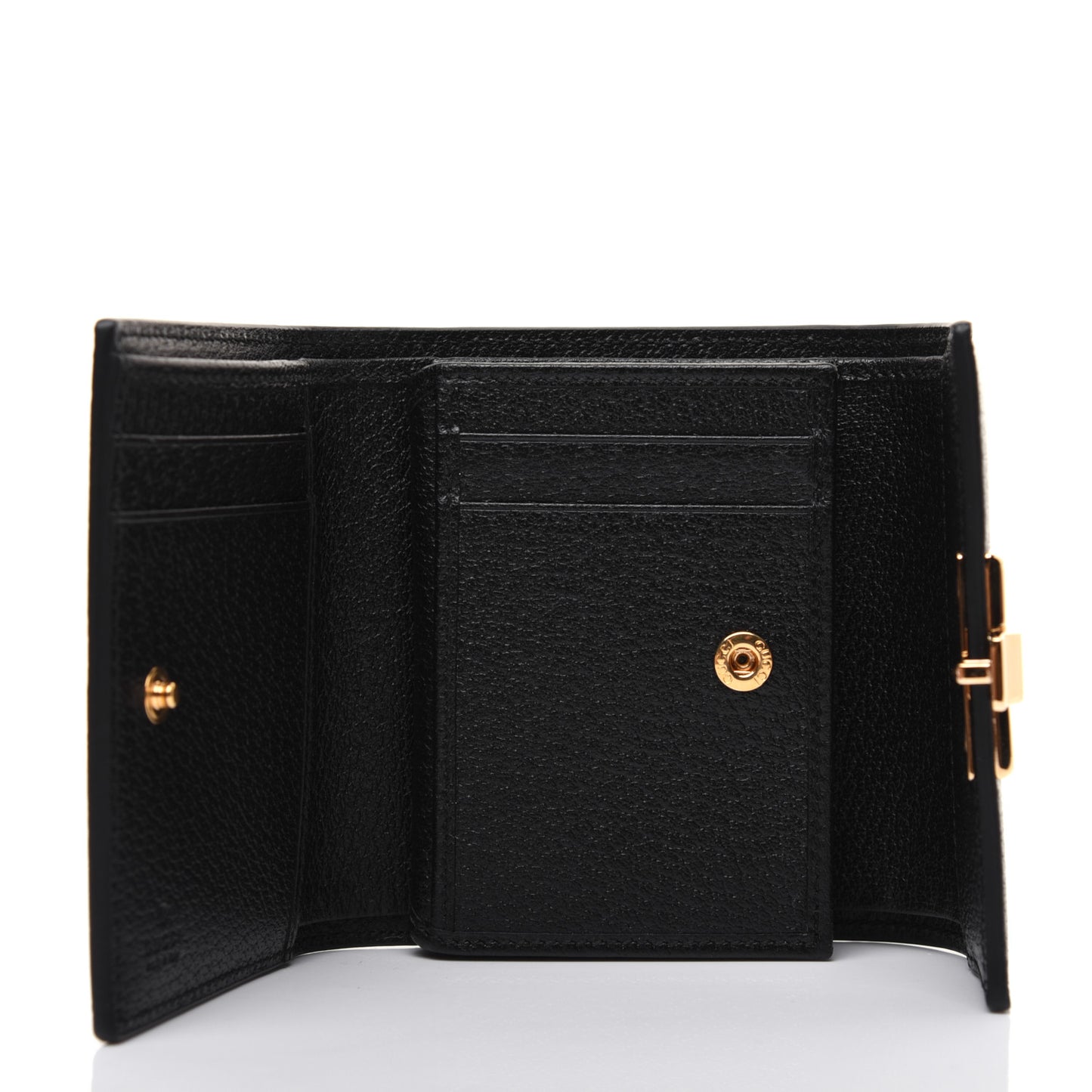 Calfskin Bee Star Print Padlock Wallet Black