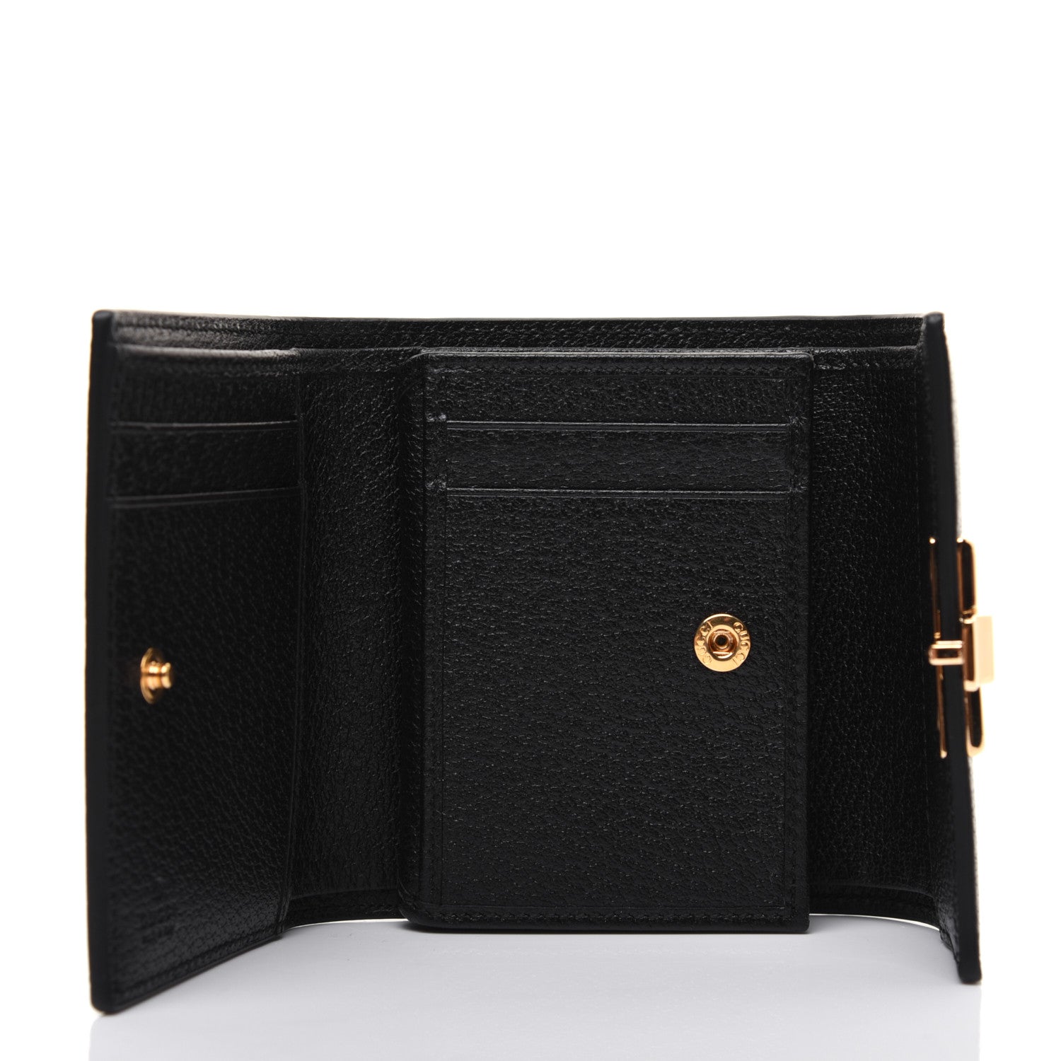 Gucci Calfskin Bee Star Print Padlock Wallet Black 6 of 13