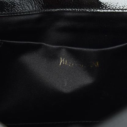 Saint Laurent Textured Patent Monogram Large Belle De Jour Clutch Black 6 of 7