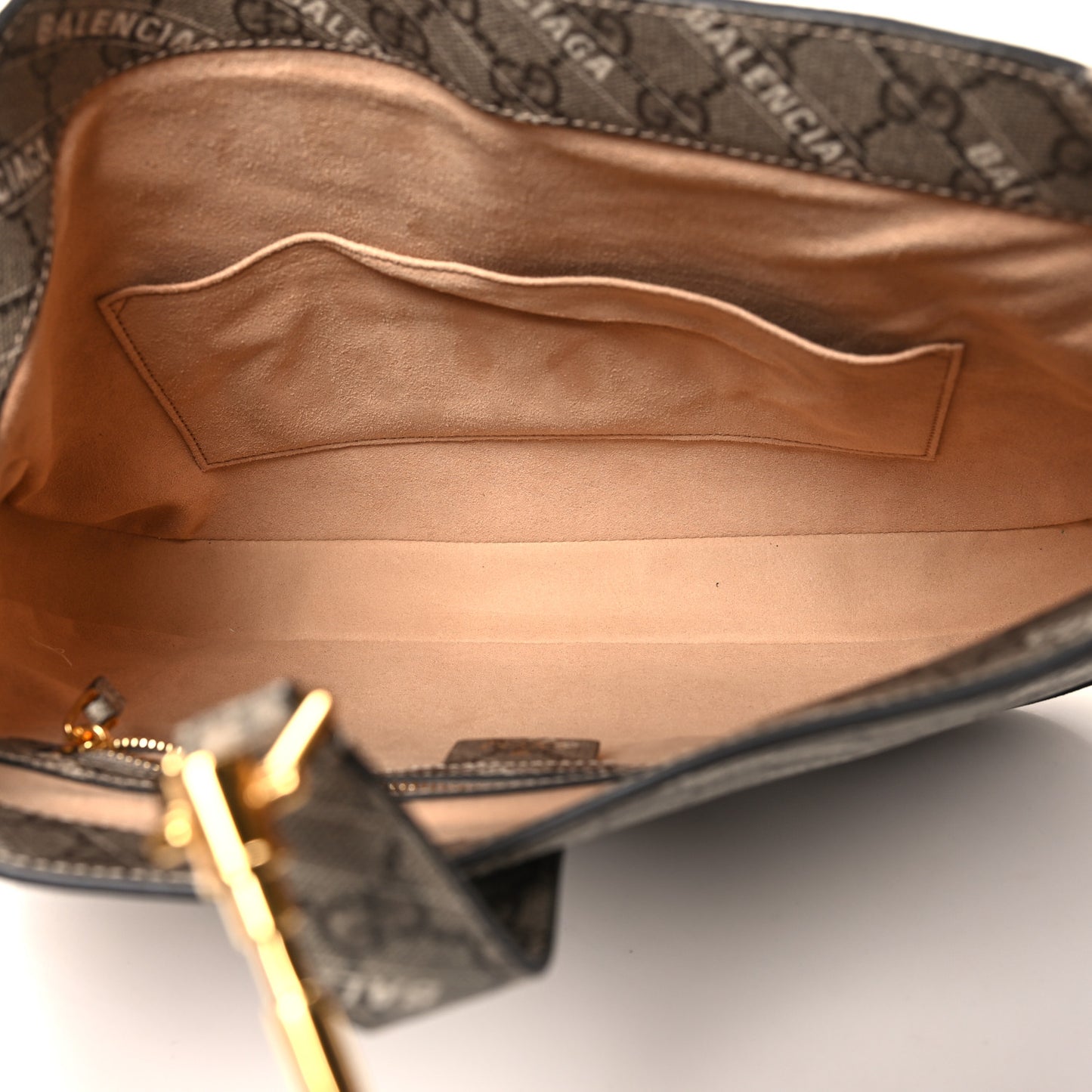 X BALENCIAGA GG Supreme Monogram Logo Print Medium Jackie 1961 Hobo Beige Ebony