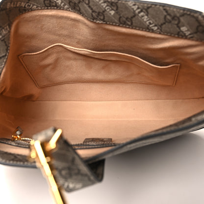 Gucci X BALENCIAGA GG Supreme Monogram Logo Print Medium Jackie 1961 Hobo Beige Ebony 5 of 10