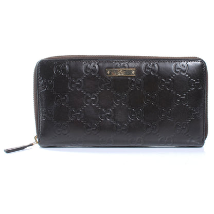 Gucci Guccissima Margaux Calfskin Metal Bar Zip Around Wallet Chocolate 1 of 7