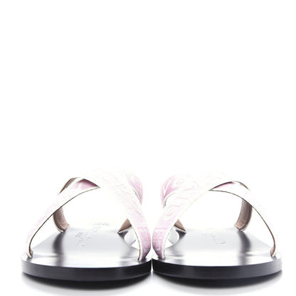 Givenchy Grosgrain Cross Logo Ankle Strap Sandals 37.5 Pink White 2 of 11