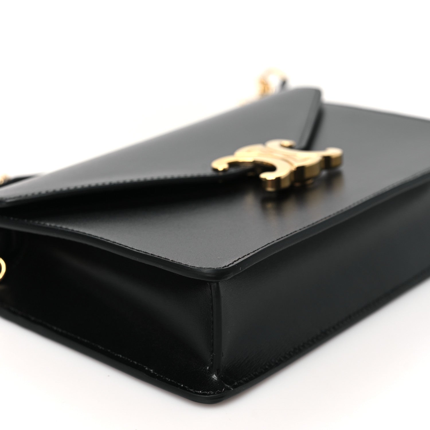 Celine Shiny Calfskin Triomphe Margo Wallet on Chain Black 9 of 11