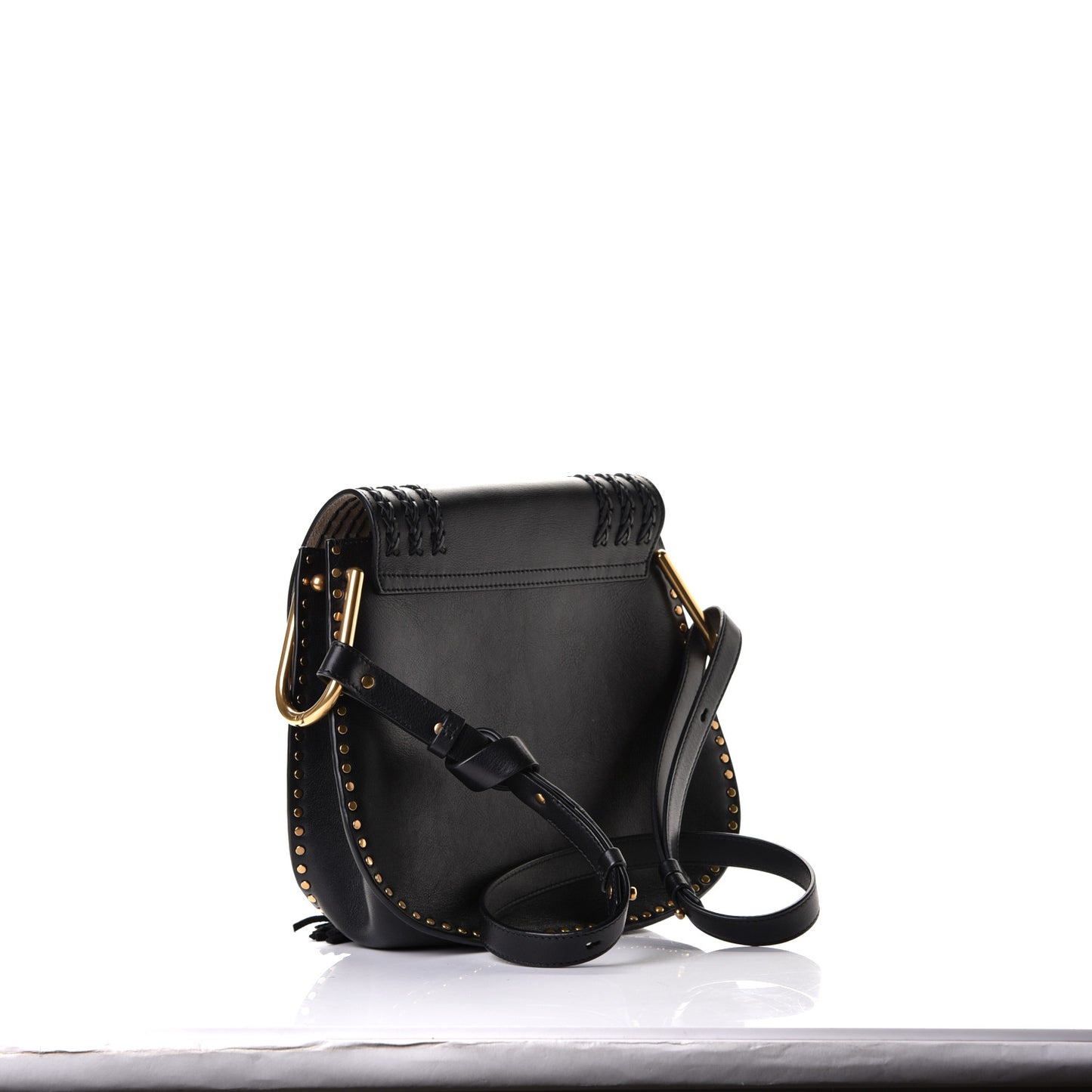 Calfskin Braided Medium Hudson Shoulder Bag Black
