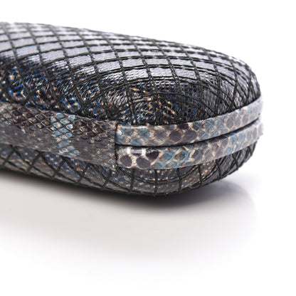 Bottega Veneta Karung Watersnake Intrecciato Knot Clutch Blue 6 of 8